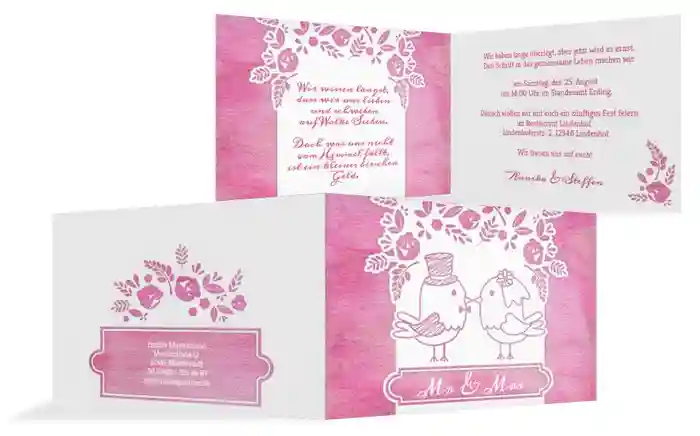 Hochzeitseinladung Vogelpaar