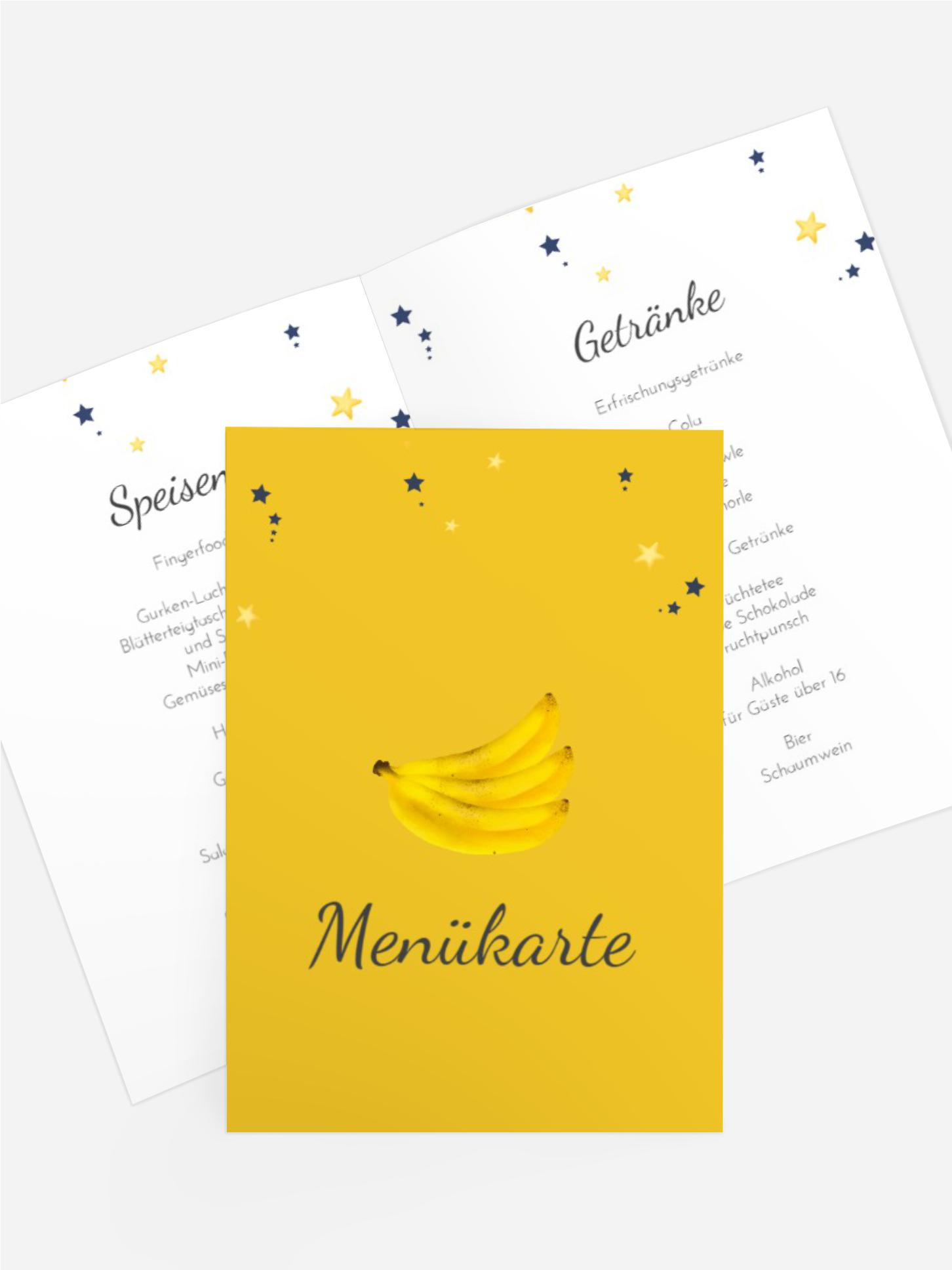 Menükarte Jugendliche Geburtstag Fröhliche Banane