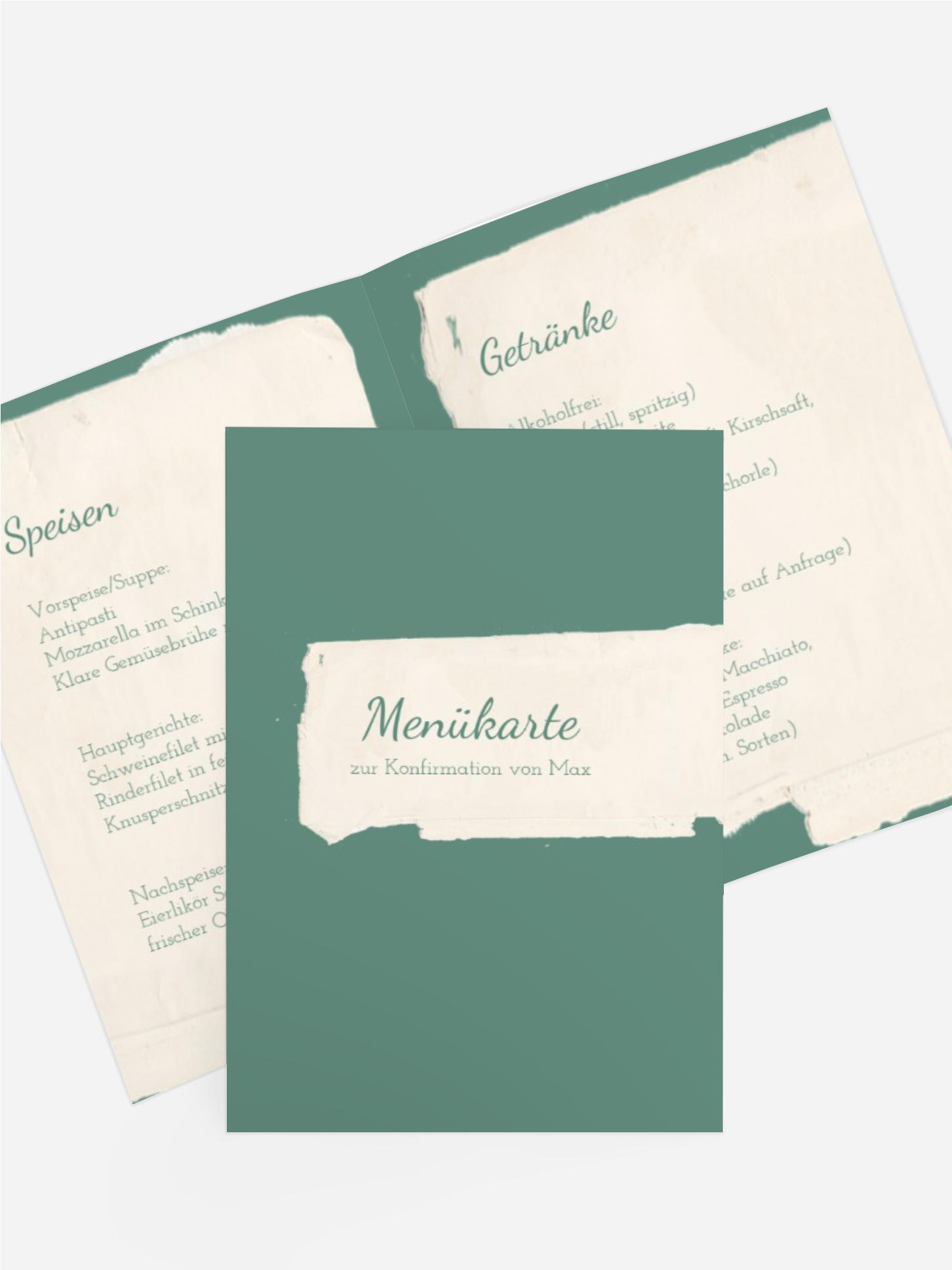 Menükarte Konfirmation Fotostrecke