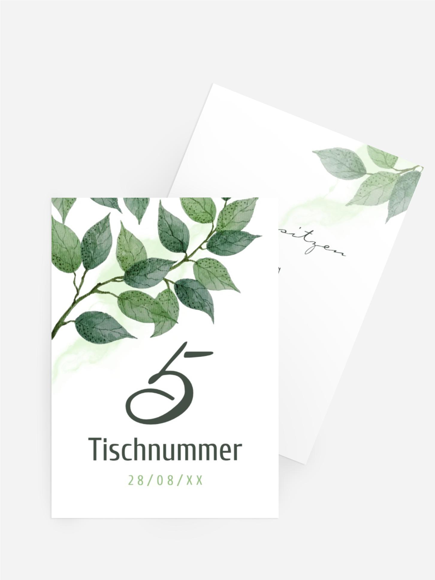 Tischnummer Hochzeit Saftig Grün