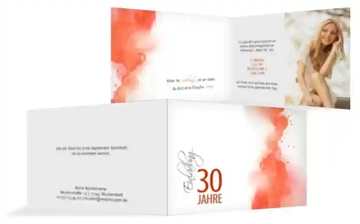 Einladung zum 30. Geburstag Aquarell Nebel