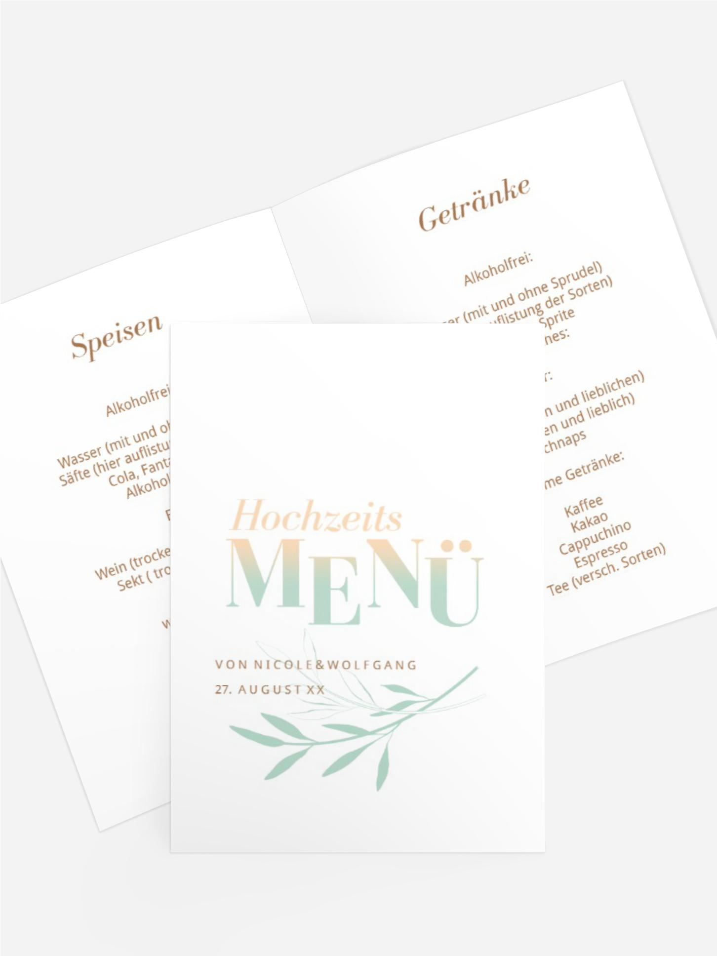 Menükarte Liebe Invertiert