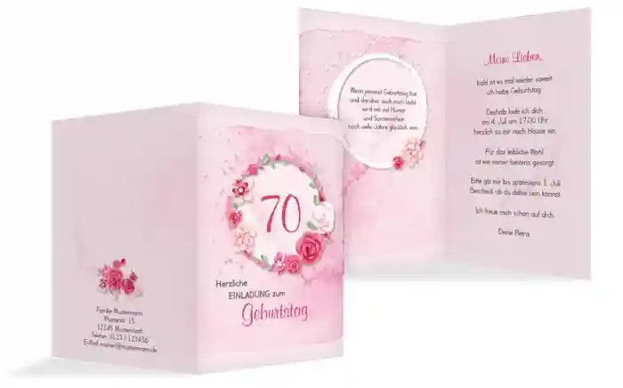 Einladung zum 70. Geburtstag Aquarell Rosen Einladung zum 70. Geburtstag Aquarell Rosen