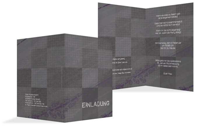 Einladungskarte für Jugendliche farbige Würfel Einladungskarte für Jugendliche farbige Würfel