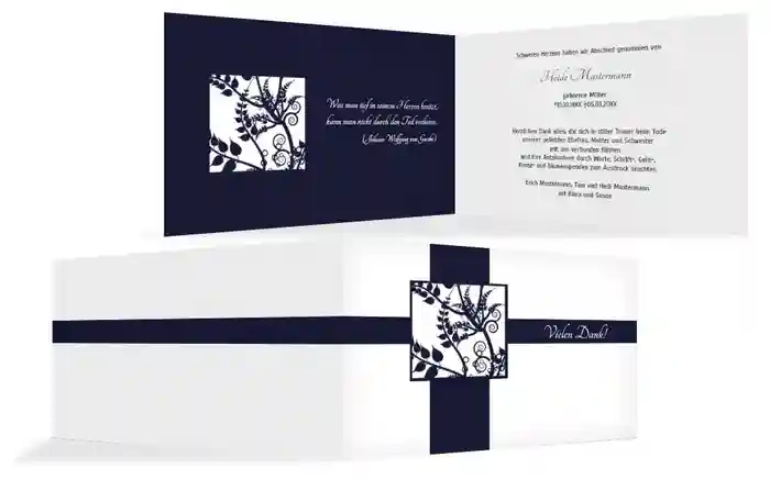 Dankeskarte Florales Quadrat quer