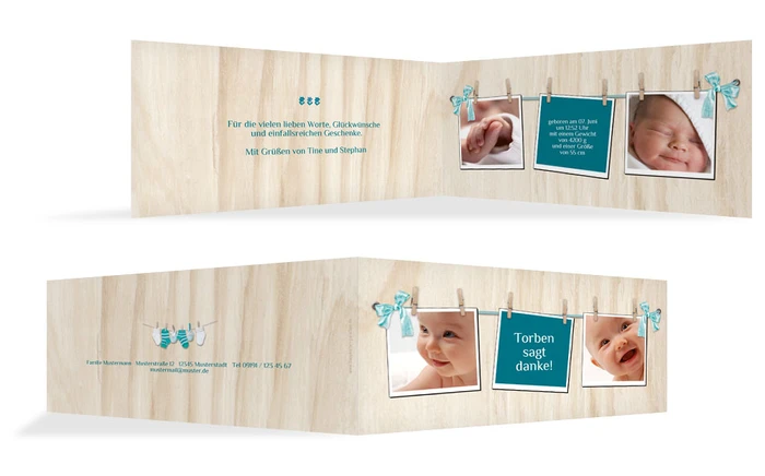 Dankeskarte zur Geburt Schleife