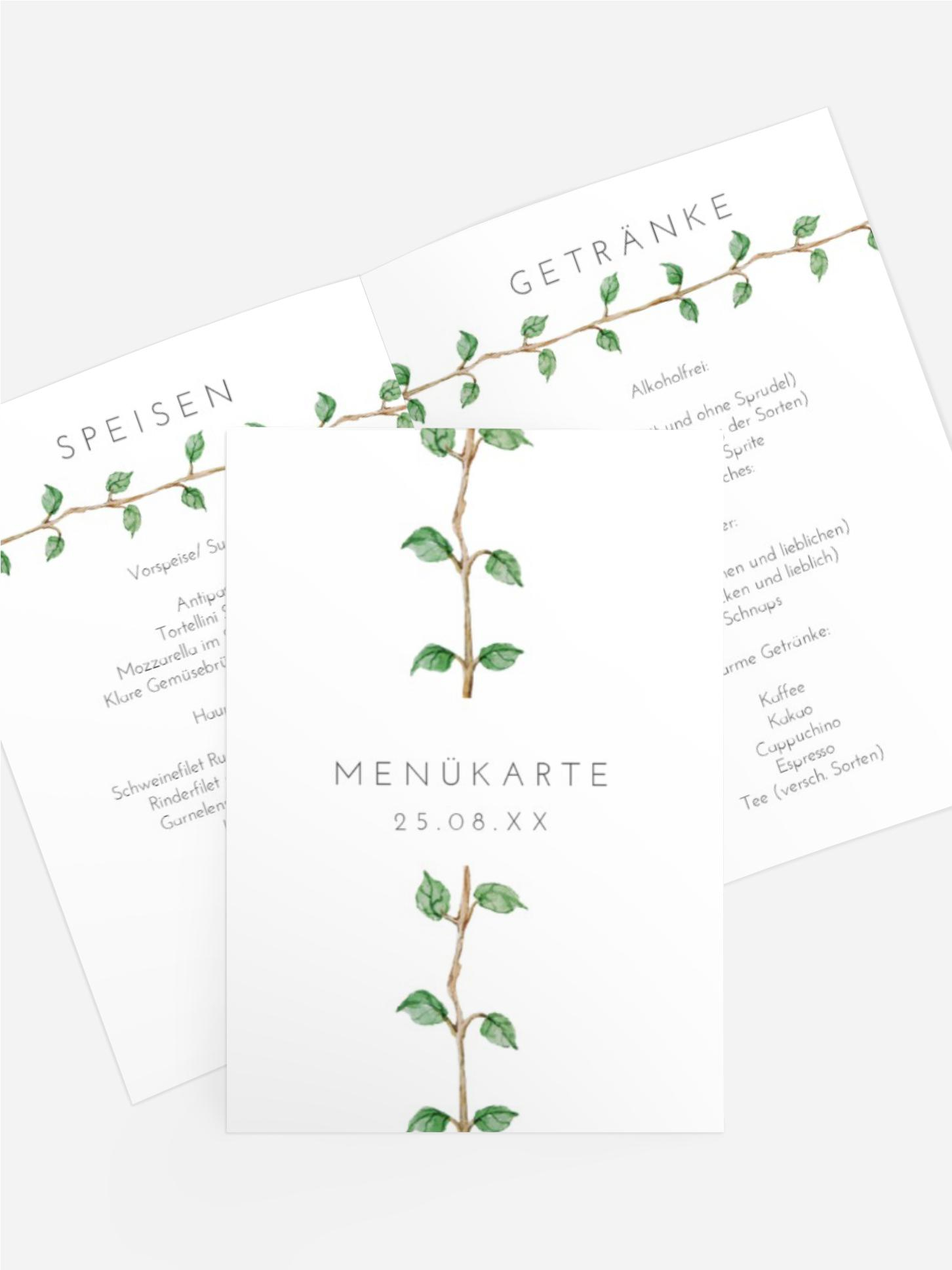 Menükarte Blumenranke