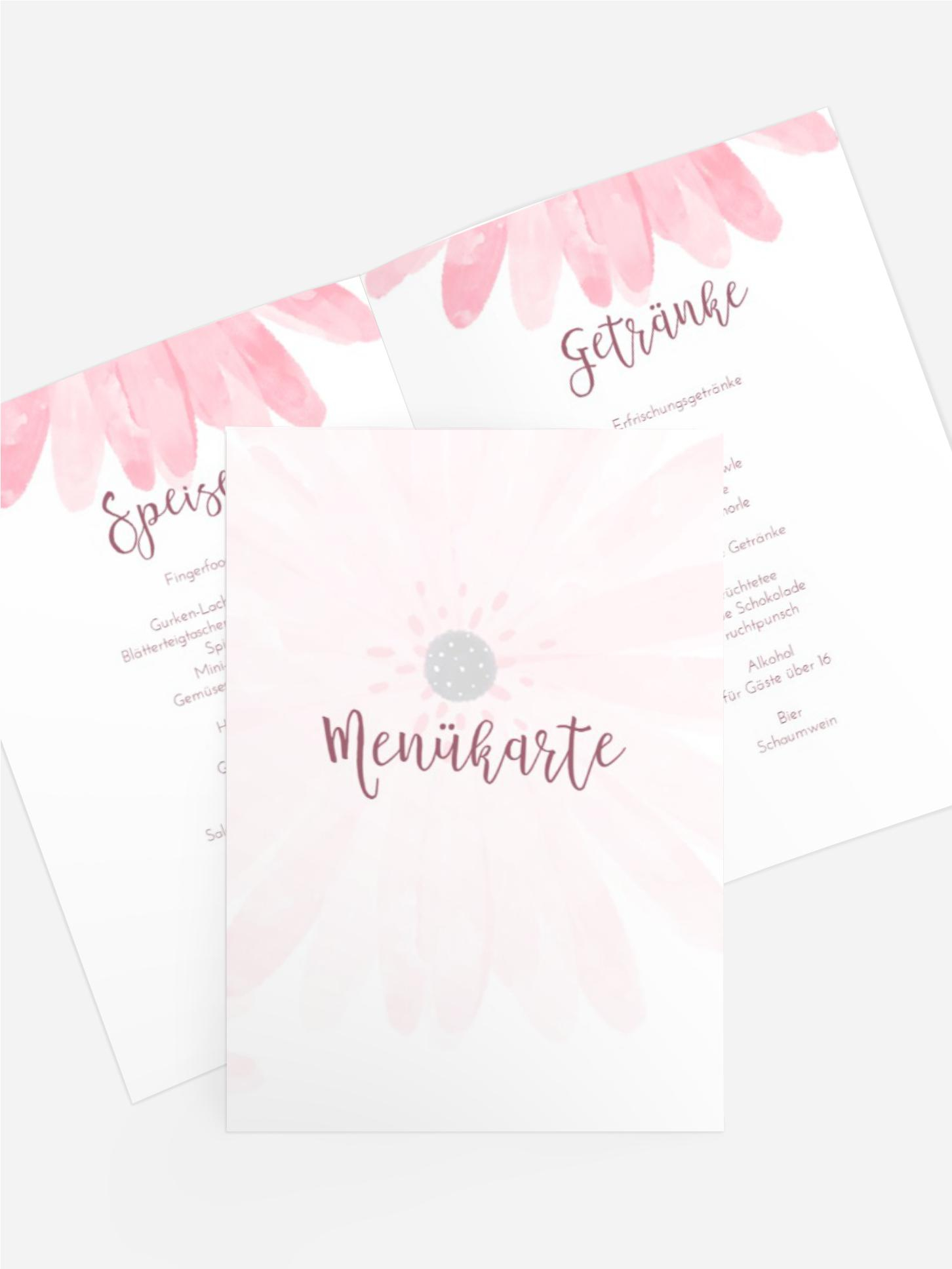 Menükarte Jugendliche Geburtstag Blühende Blumen