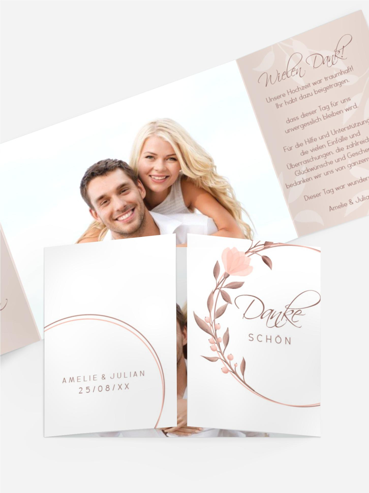 Dankeskarte Sanfter Blumenkranz