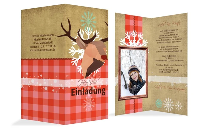 Foto Weihnachtseinladung Hirschkopf
