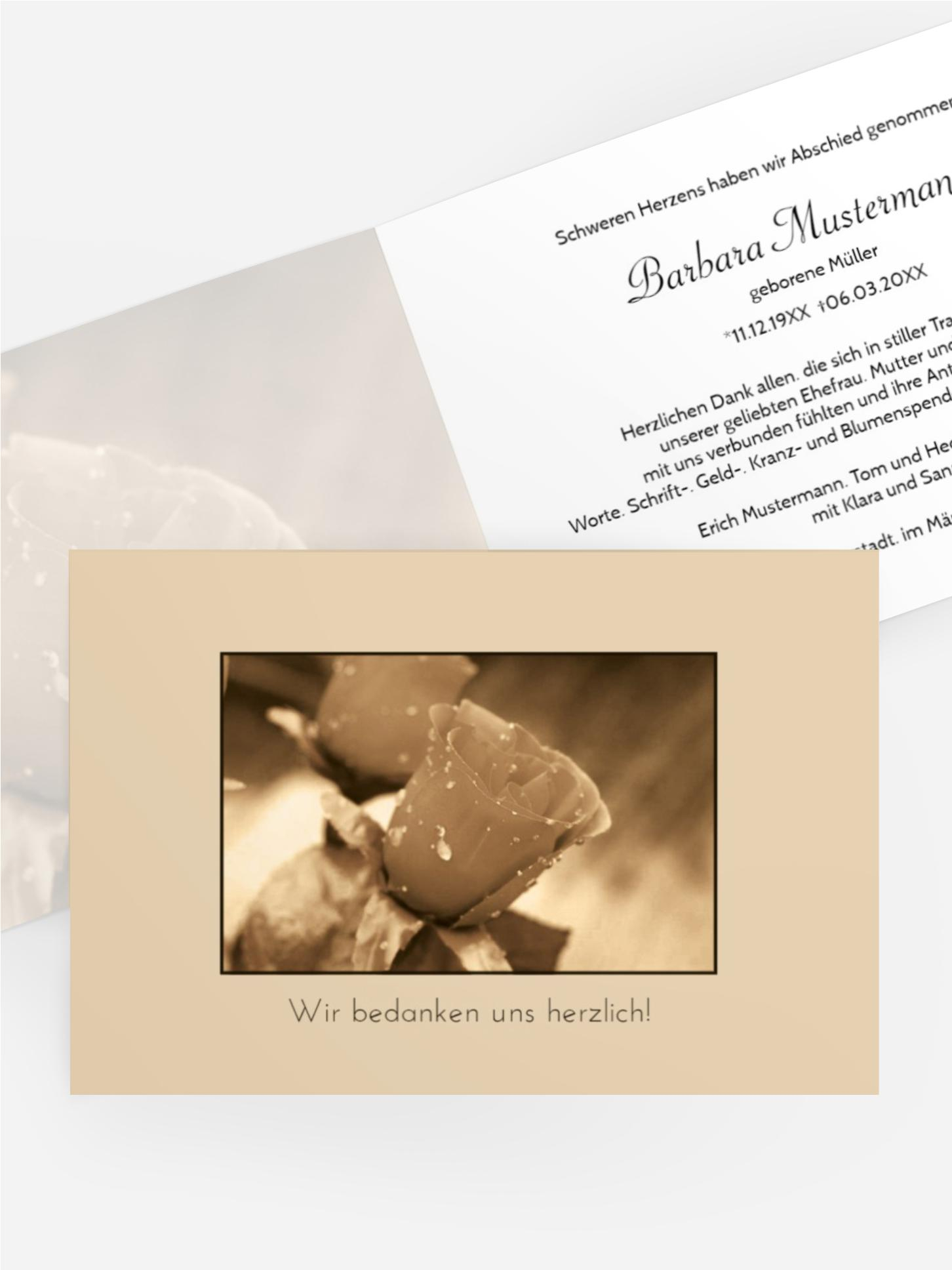 Dankeskarte Rose quer