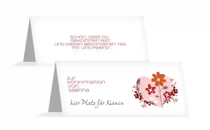 Tischkarte Konfirmation Herz