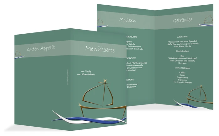 Menükarte Schiffchen auf Wellen Menükarte Schiffchen auf Wellen