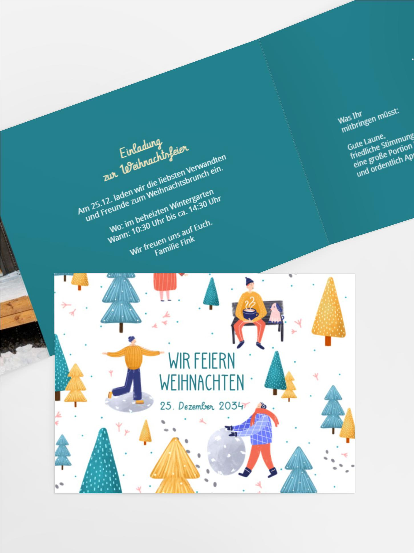 Weihnachtseinladung Fröhliche Winterzeit