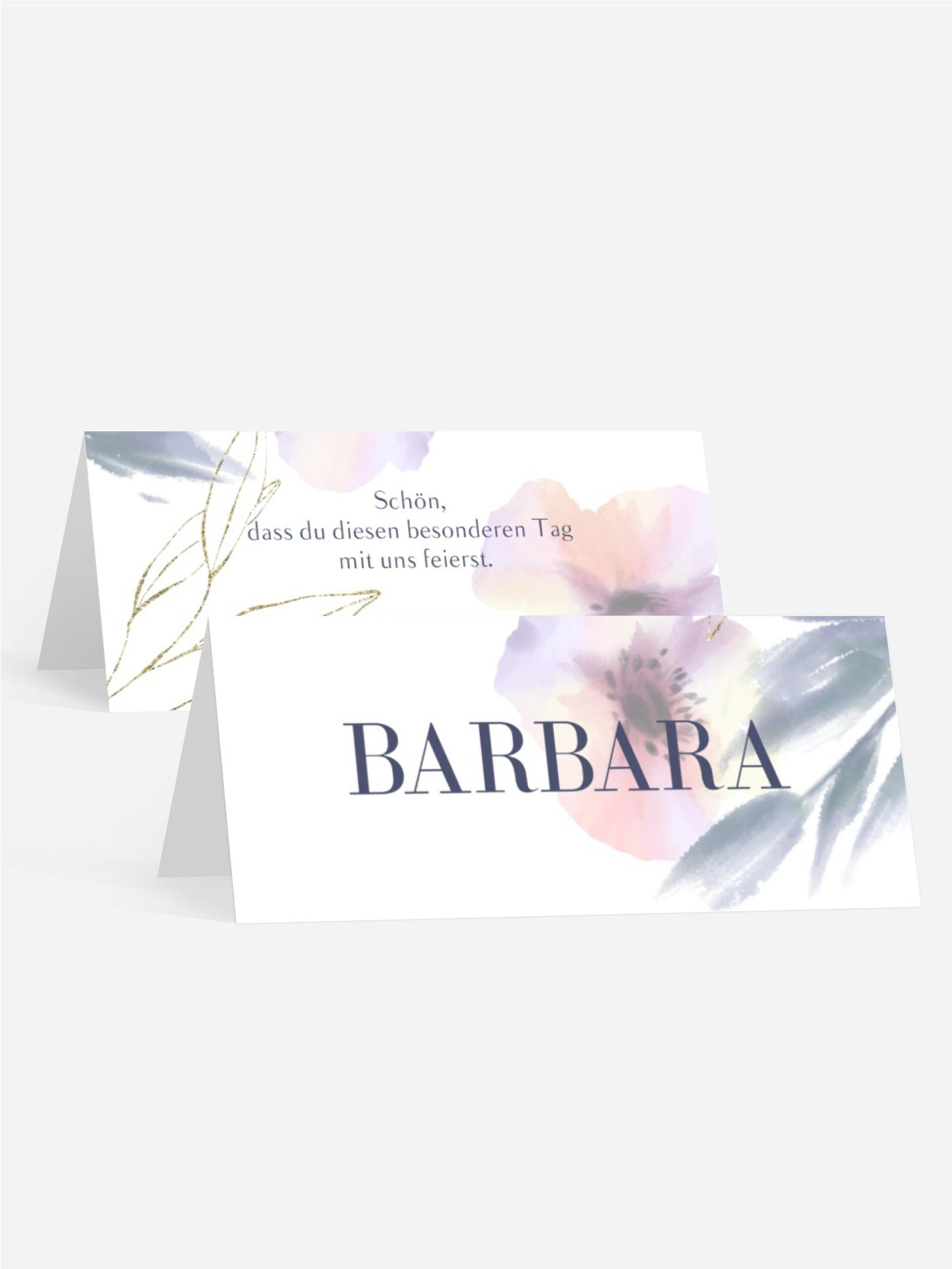 Tischkarte Edle Aquarell Blumen
