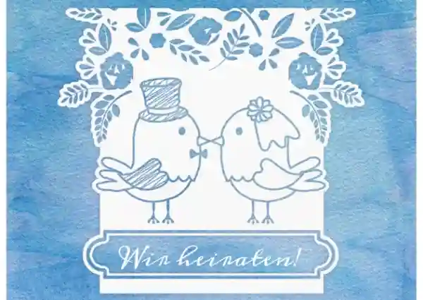 Antwortkarte zur Hochzeit Vogelpaar Antwortkarte zur Hochzeit Vogelpaar