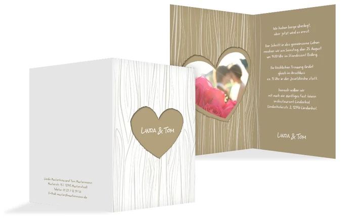 Hochzeits Einladungskarte heart bark