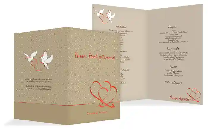 Menükarte Turteltäubchen