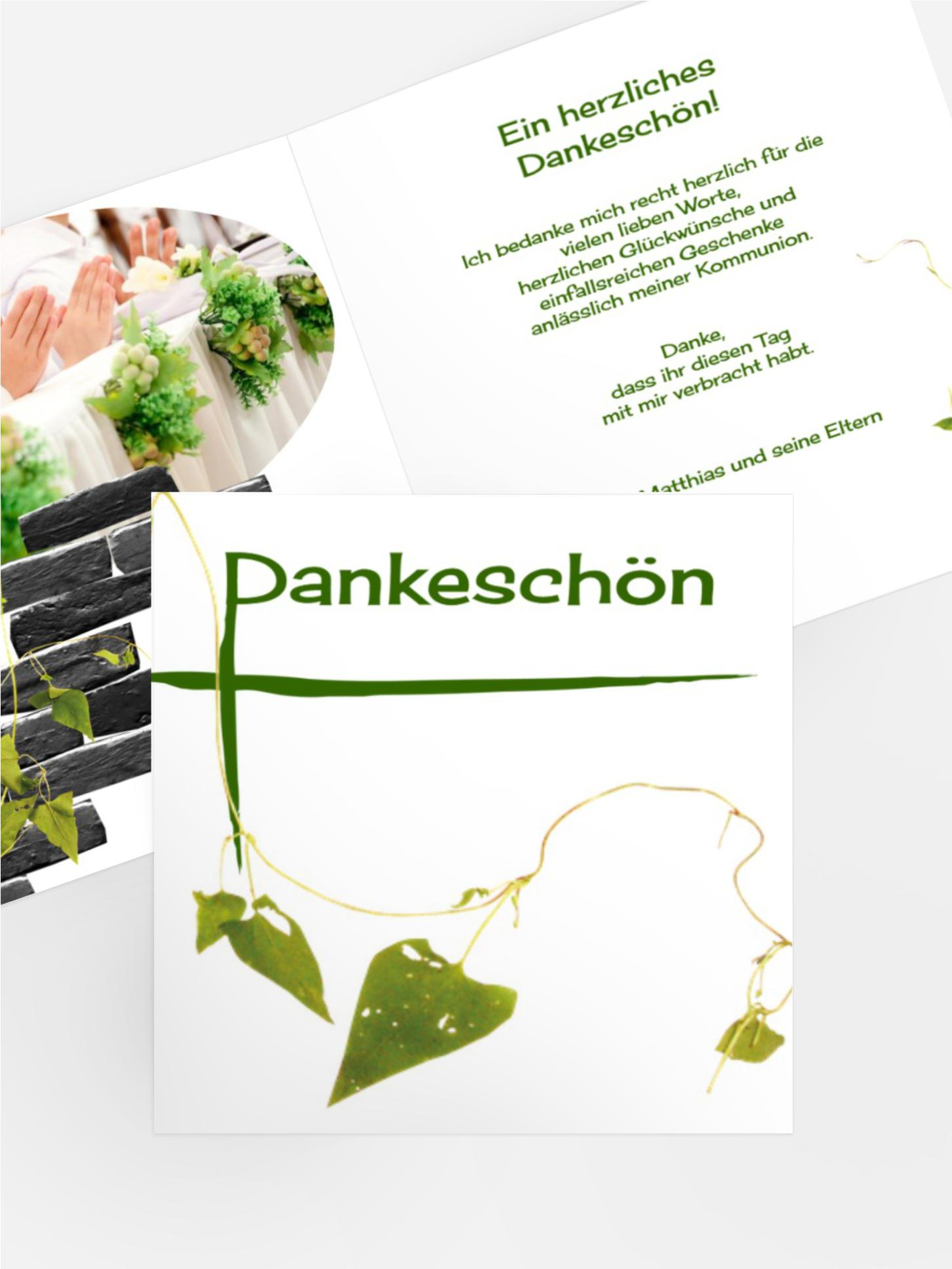 Dankeskarte Kommunion Efeu