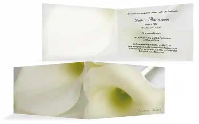 Trauerkarte Calla quer