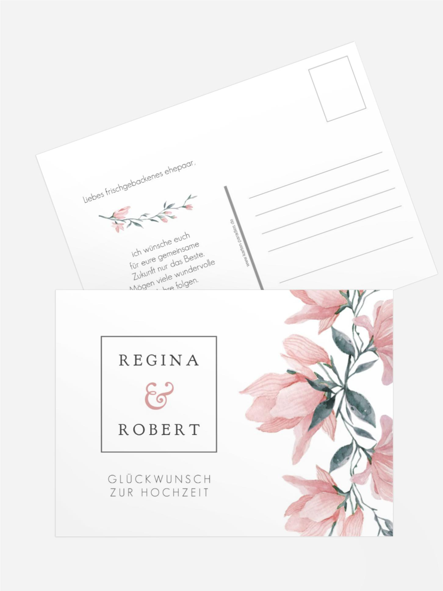 Glückwunschkarte zur Hochzeit Blümcheneck