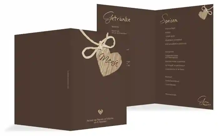 Menükarte Hochzeit natürlich Ja