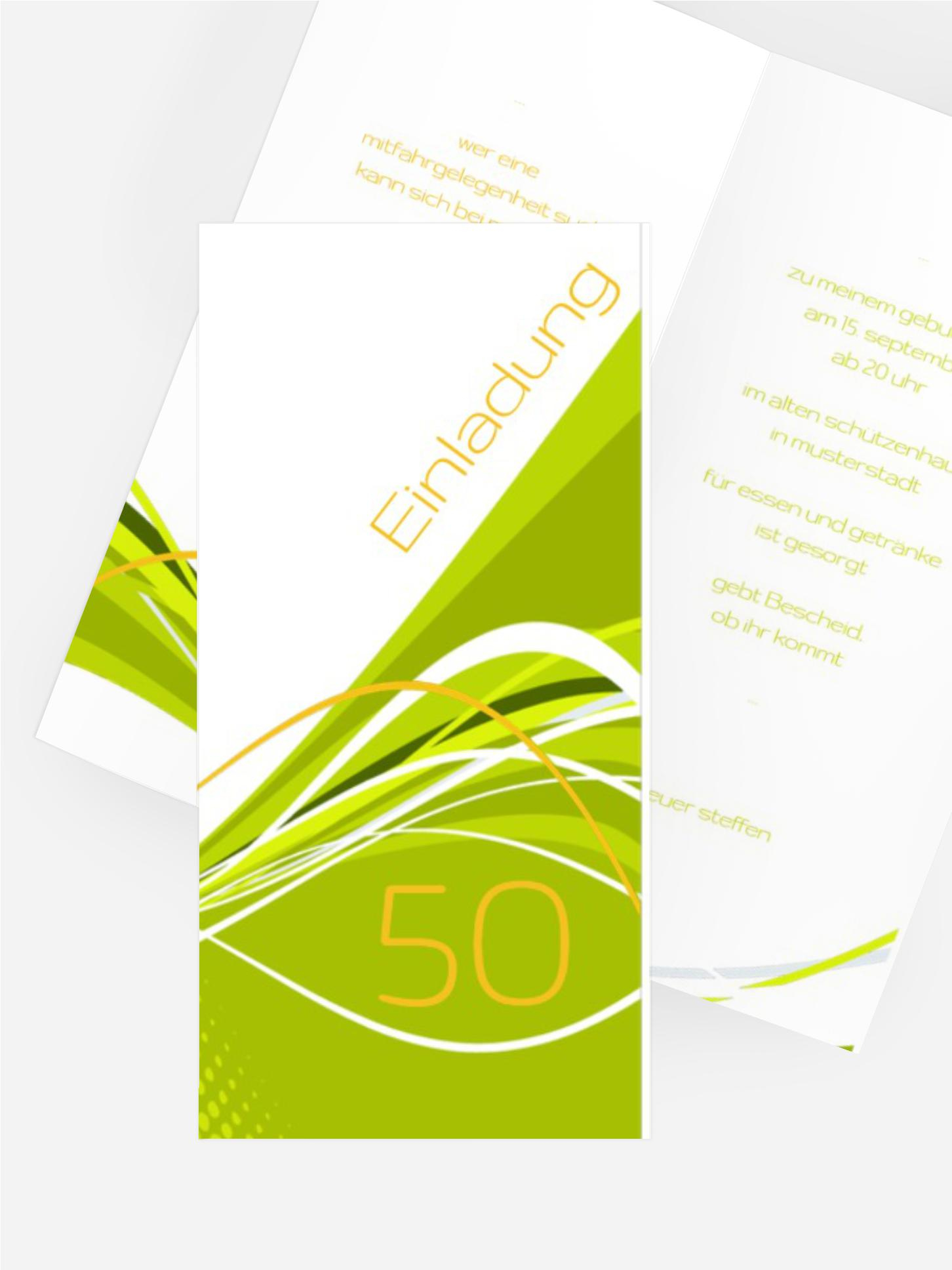 Einladungskarte Geburtstag Welle 50