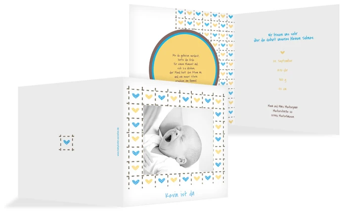Baby Dankeskarte Herzrahmen