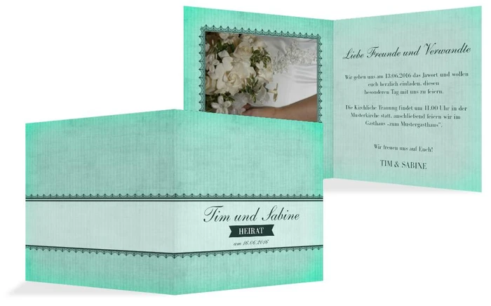 Hochzeitskarte Vintage Spitzenbordüre