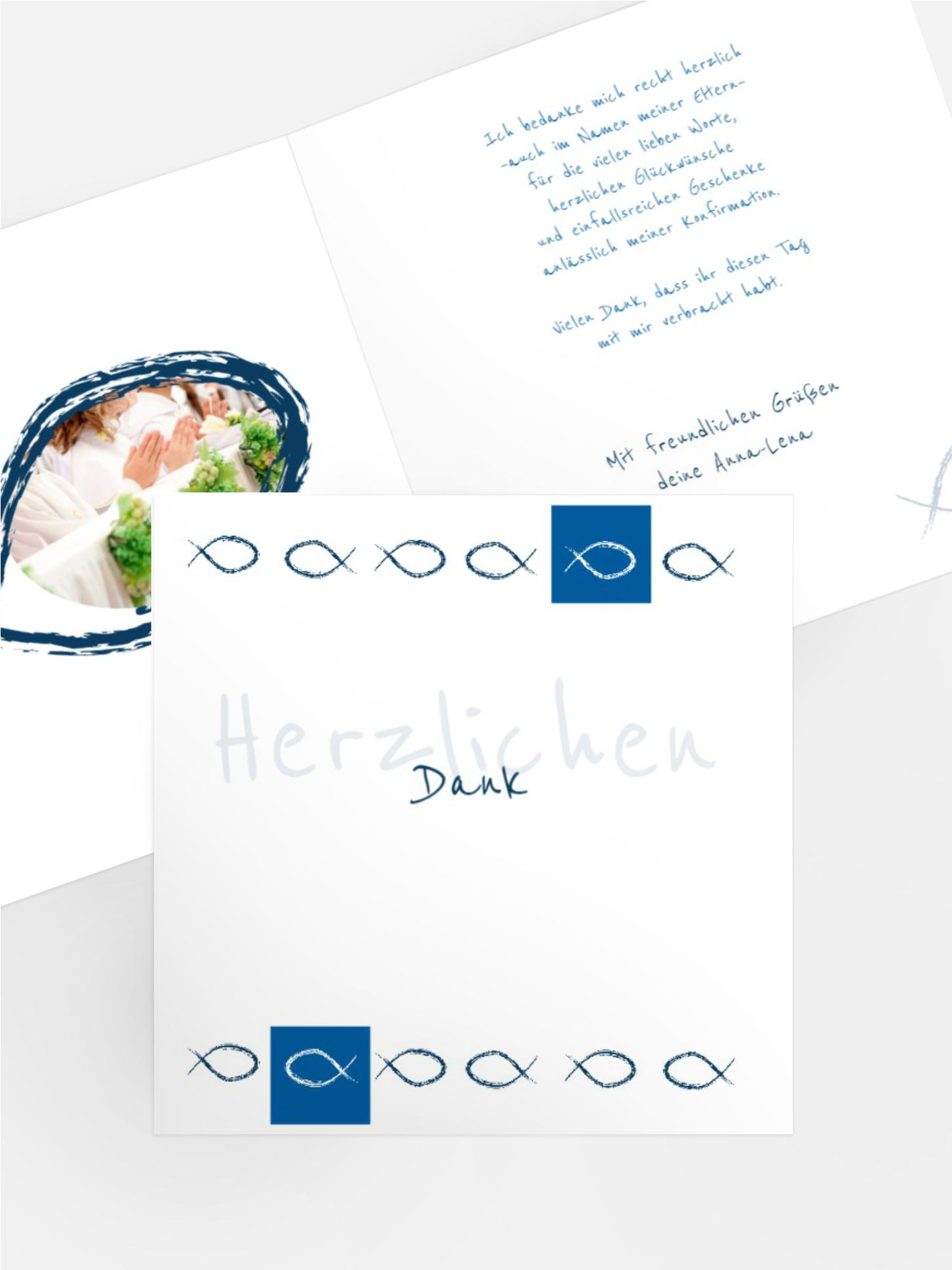 Dankeskarte Konfirmation Fische Dankeskarte Konfirmation Fische