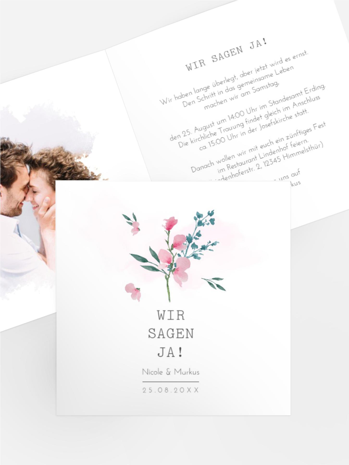 Hochzeitseinladung Sträußchen