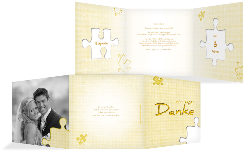 Hochzeitskarte Danke Puzzle