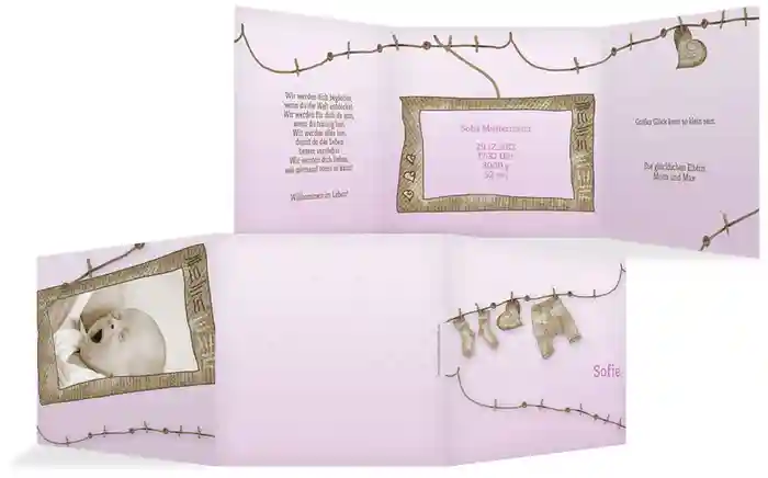 Baby Dankeskarte Wäscheleine