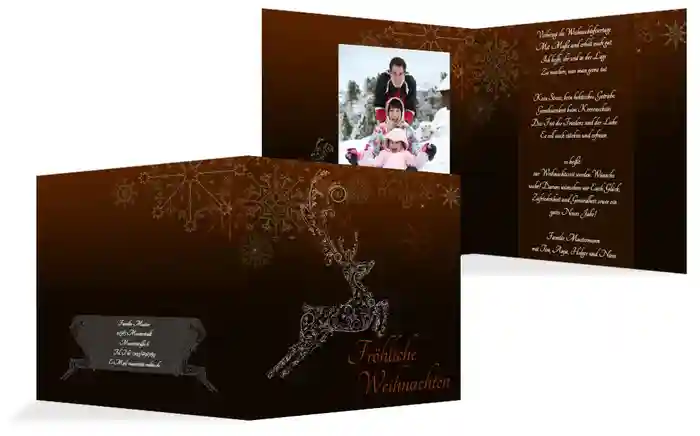 Foto Weihnachtsgrußkarte Schnörkelhirsch