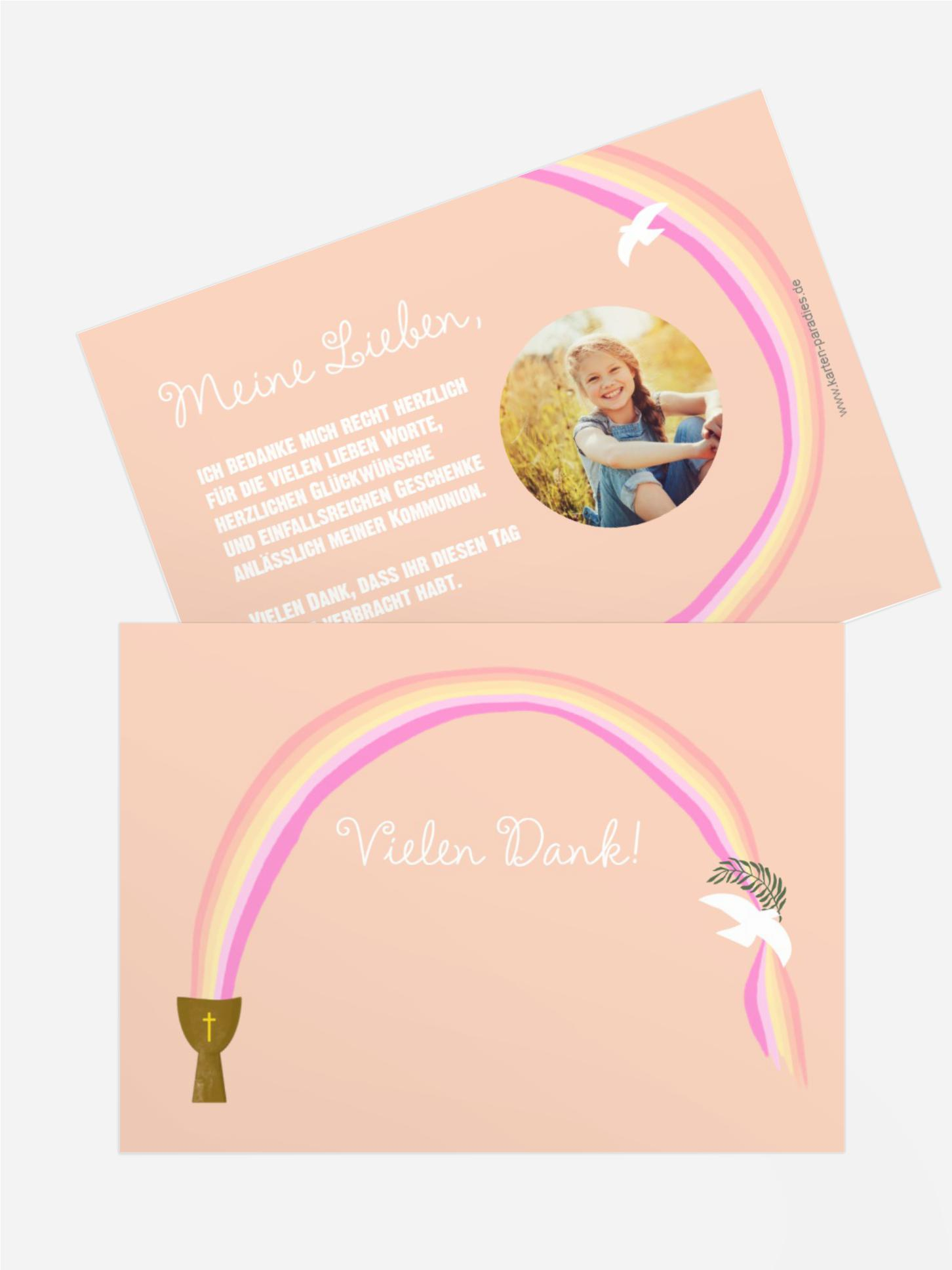 Dankeskarte Kommunion Regenbogen