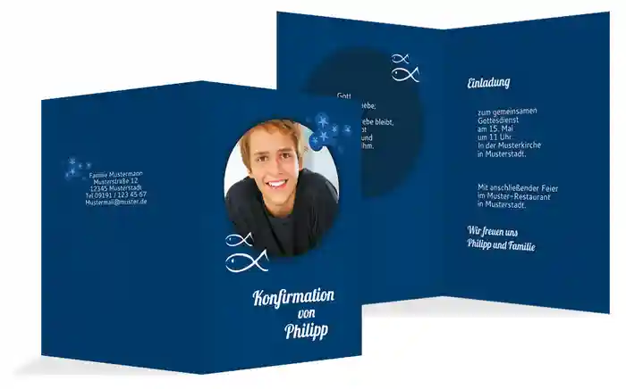 Einladungskarte Kommunion Star