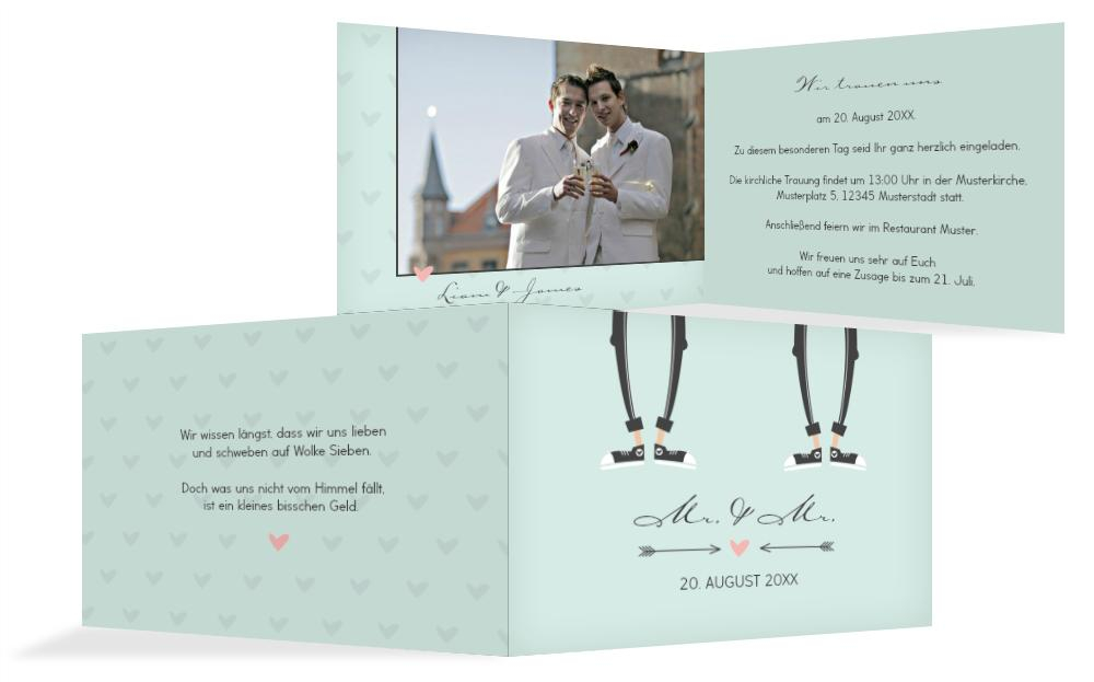Einladungskarte zur Hochzeit Pärchen - Männer Einladungskarte zur Hochzeit Pärchen - Männer