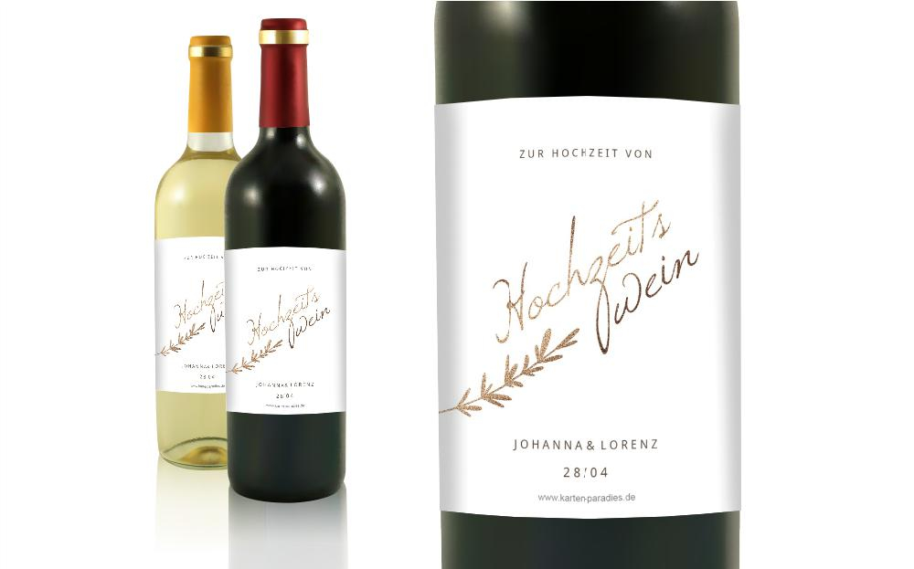 Flaschenetikett Hochzeit Goldenes Gestrüpp