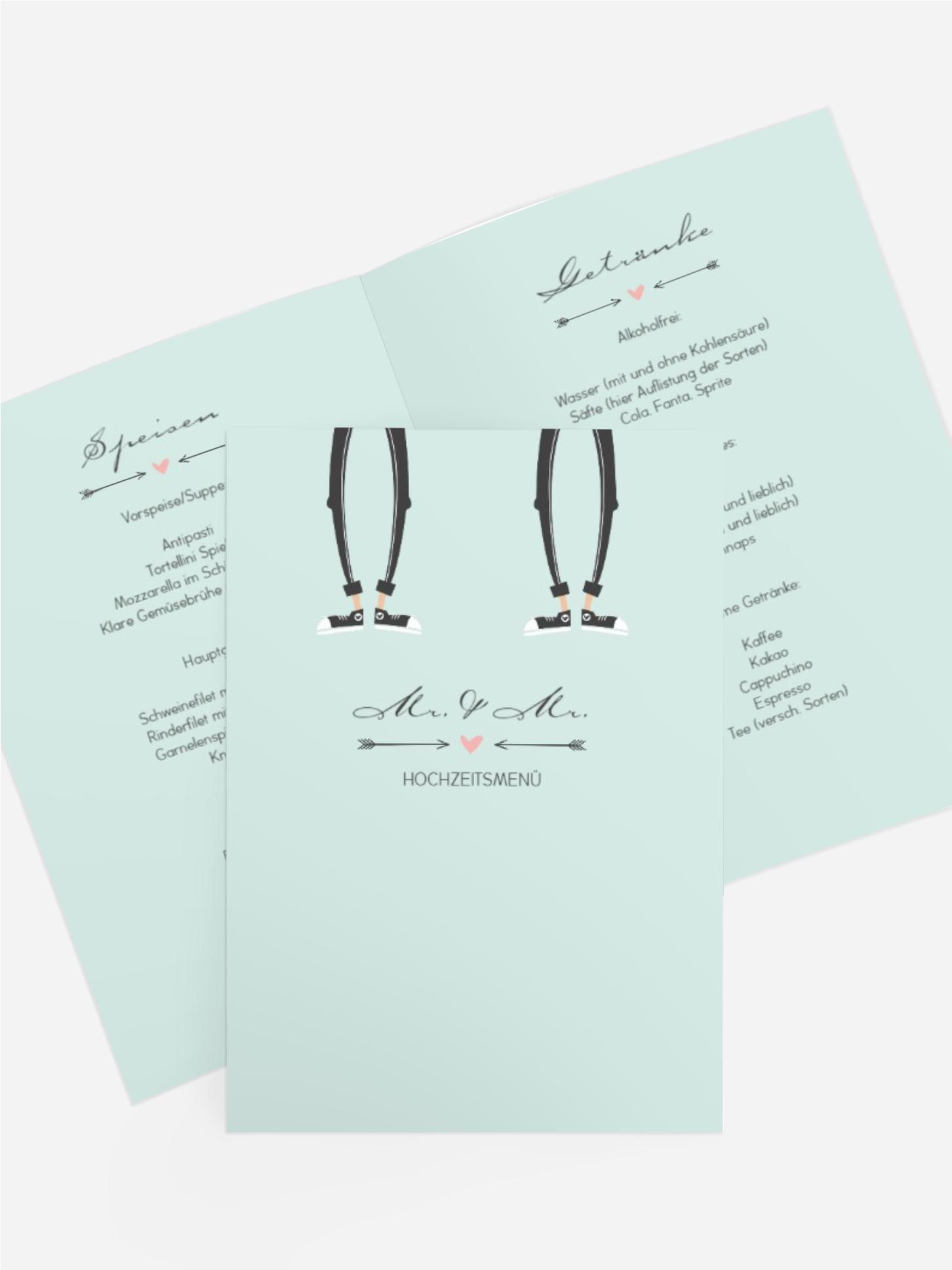 Menükarte zur Hochzeit Pärchen - Männer Menükarte zur Hochzeit Pärchen - Männer