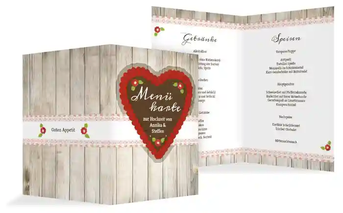 Menükarte zur Hochzeit München