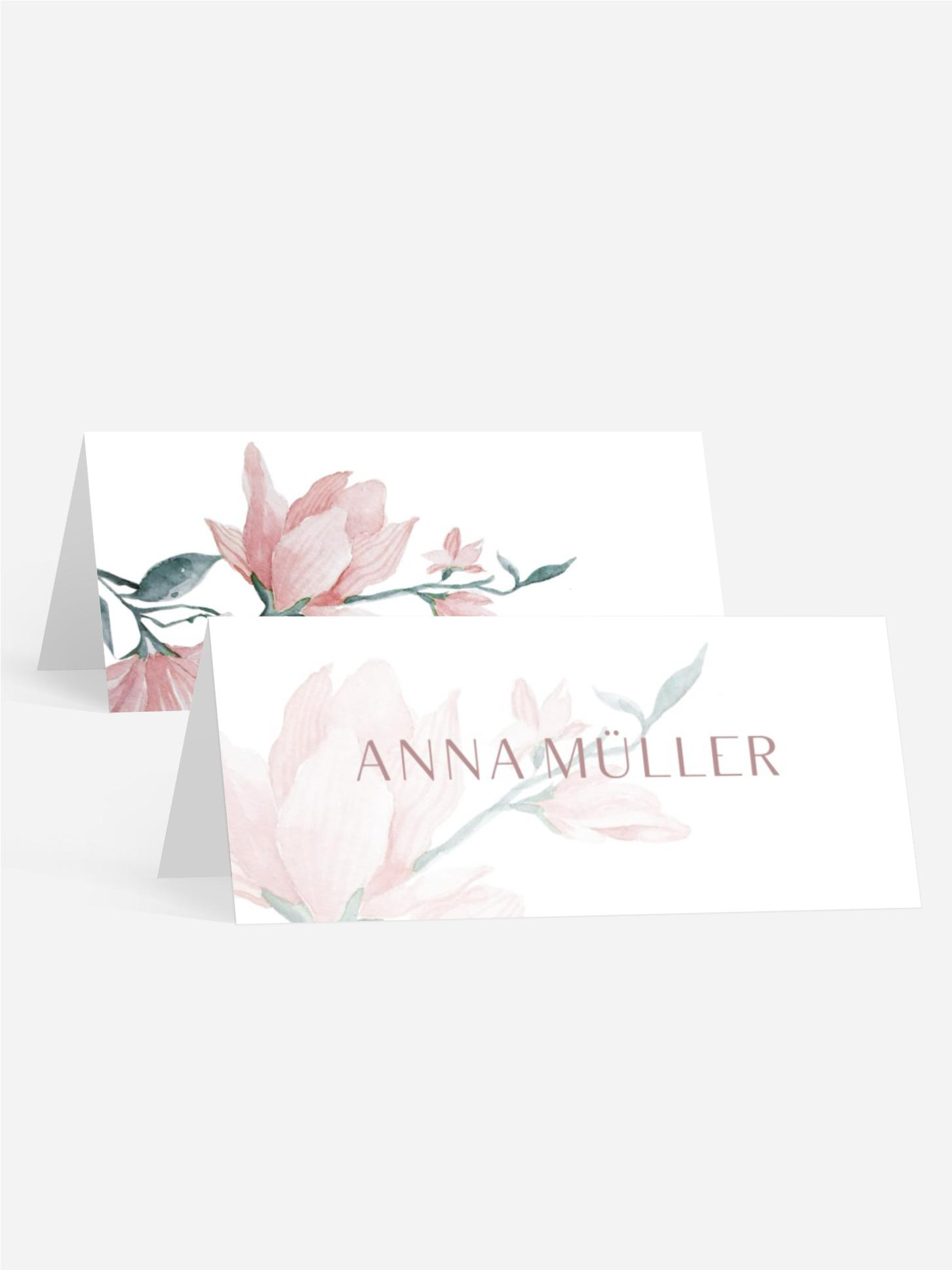 Tischkarte Taufe Magnolienblüte