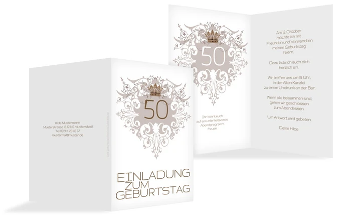 Einladung zum Geburtstag Krone 50