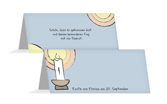 Tischkarte Taufe Kerzenschein