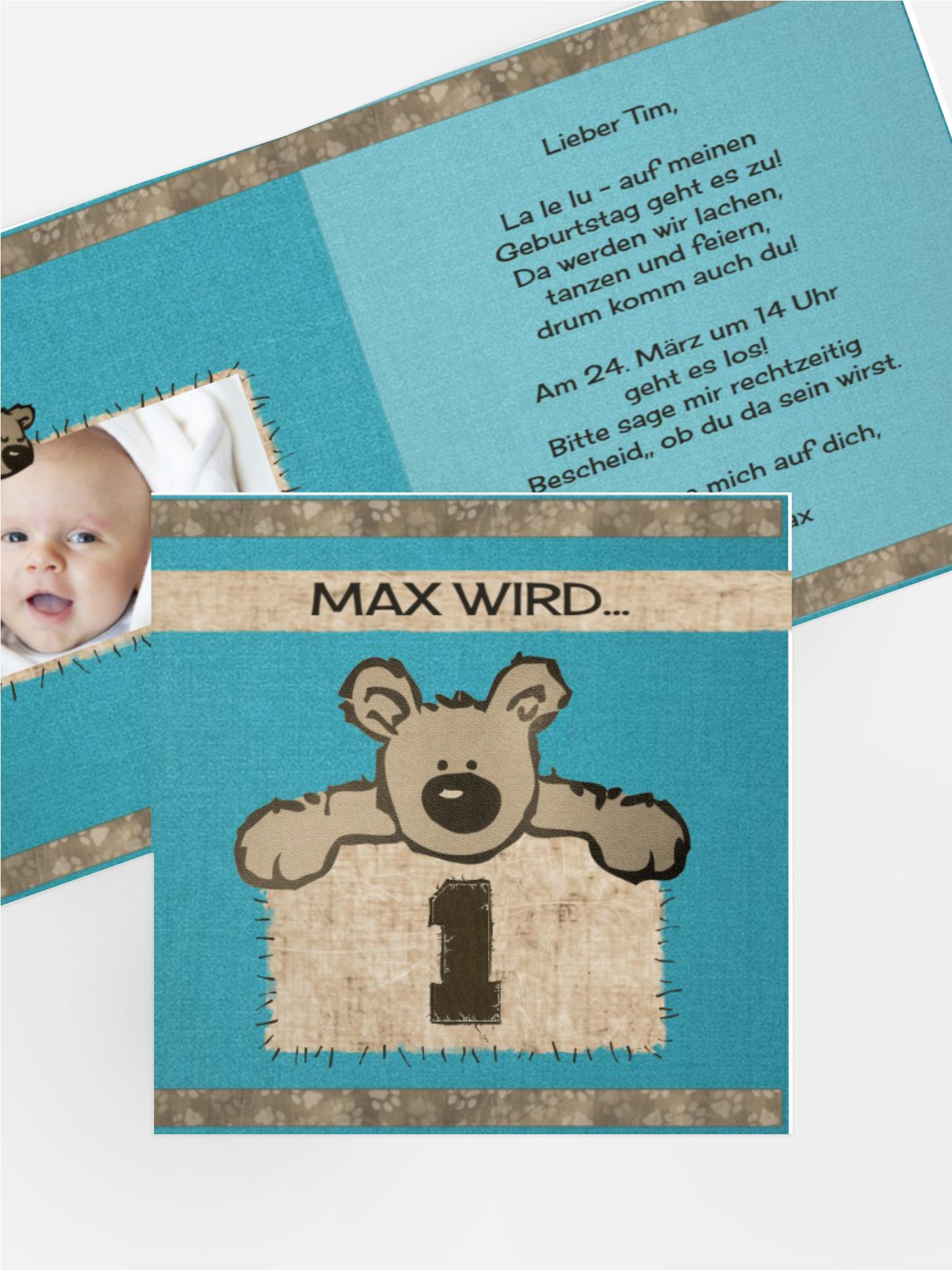 Geburtstagseinladung Kuschelbärchen Foto