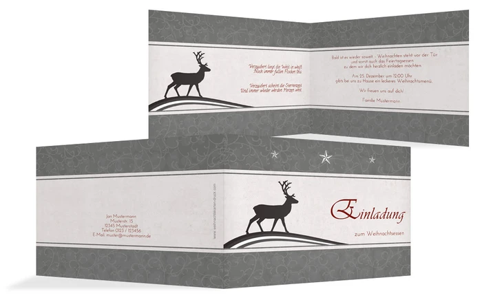 Weihnachtseinladung Privat classic Elch Weihnachtseinladung Privat classic Elch