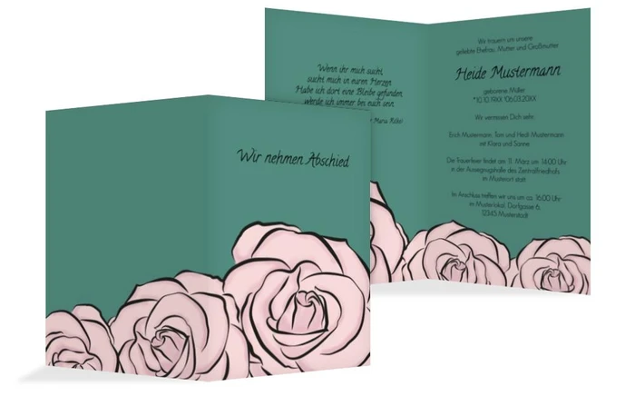 Trauerkarte Rosen hoch