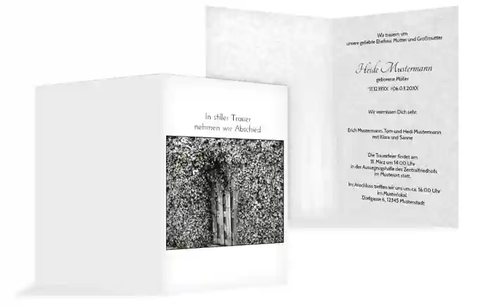 Trauerkarte Efeu hoch