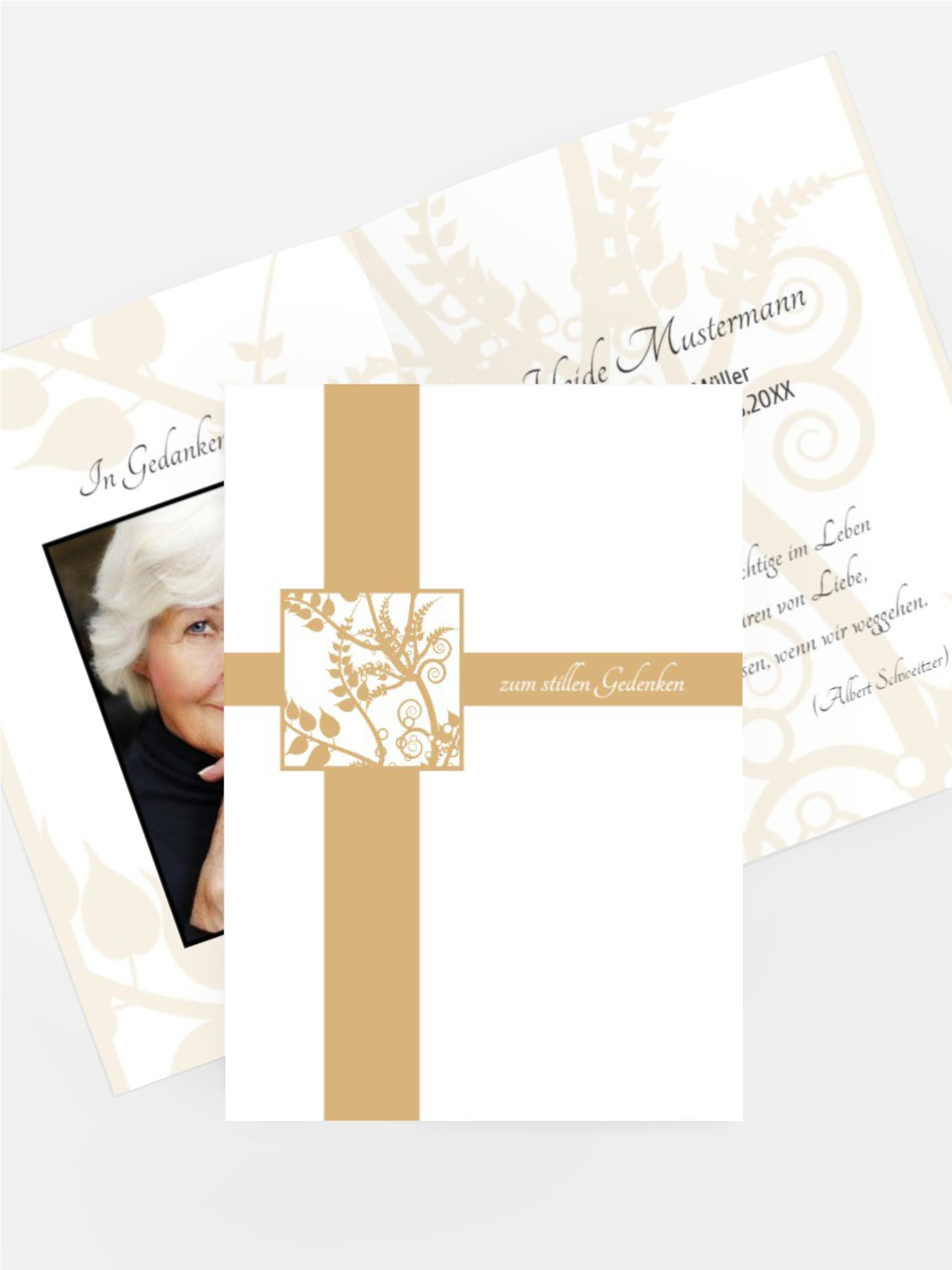 Sterbebildkarte Florales Quadrat