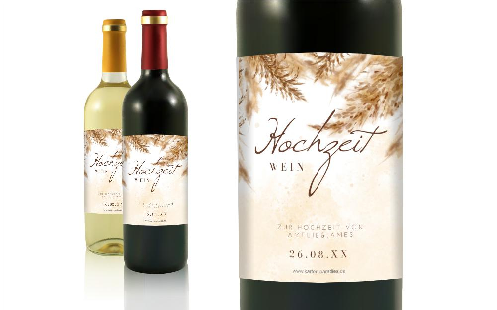 Flaschenetikett Hochzeit Kornfeld