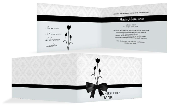 Dankeskarte Schleife quer